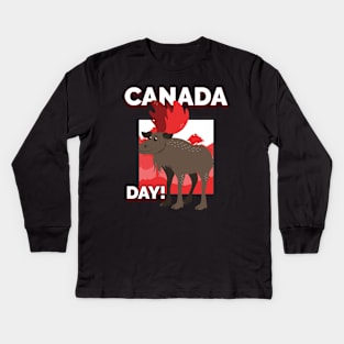 Canada Day Moose Kids Long Sleeve T-Shirt